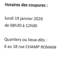 Coupure électrique lundi 19 janvier 2026