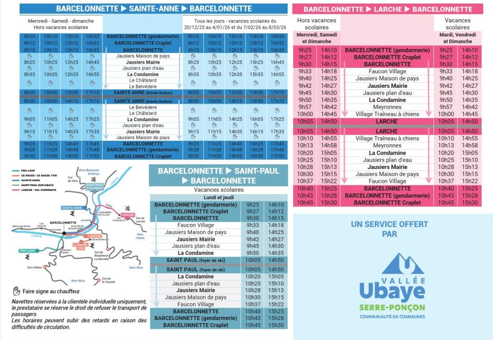 Navettes Sainte-Anne - Larche - Saint-Paul