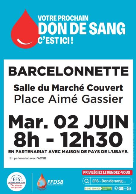 Don du sang 2 juin 2026